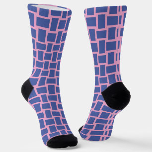 Calcetines Patrón de bloques trenzados de color rosa azul