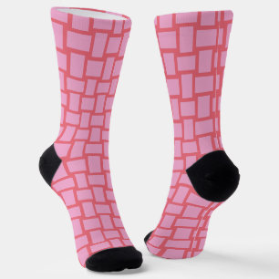 Calcetines Patrón de bloques trenzados rojos