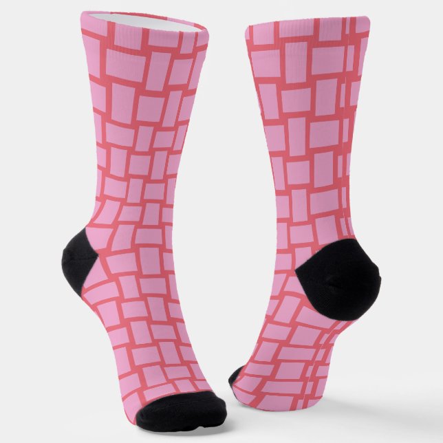 Calcetines Patrón de bloques trenzados rojos (Angular)