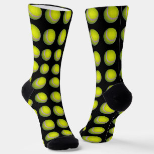 Calcetines Patrón De Bolas De Tenis Amarillo Y Negro, Calceti