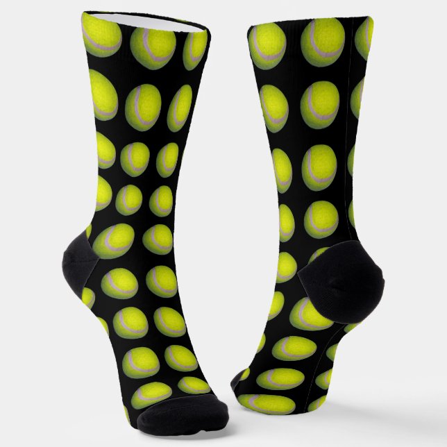 Calcetines Patrón De Bolas De Tenis Amarillo Y Negro, Calceti (Angular)