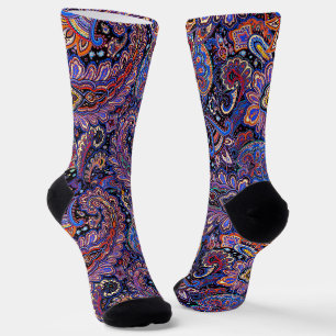 Calcetines Patrón de cachemira azul morado