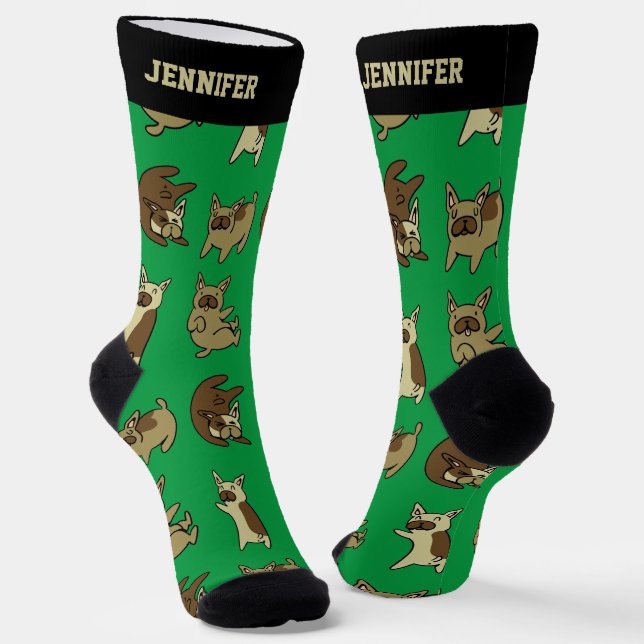 Calcetines Patrón de cachorro de perro de Bulldog francés de  (Angular)