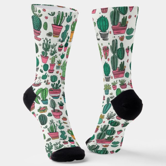 Calcetines Patrón de Cactus Suculento (Angular)