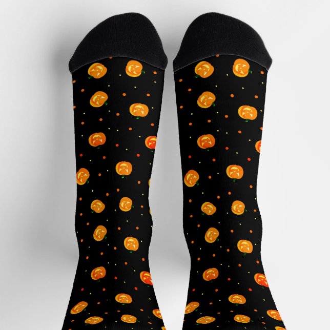 Calcetines Patrón de calabazas Jack-o'-Lantern Feliz Hallowee (Arriba)