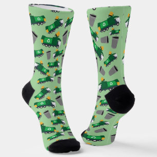 Calcetines Patrón de camión de basura reciclaje