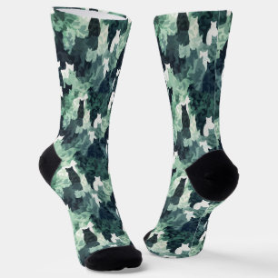 Calcetines Patrón de camuflaje de gatos verdes