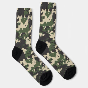 Calcetines Patrón de Camuflaje Digital Verde