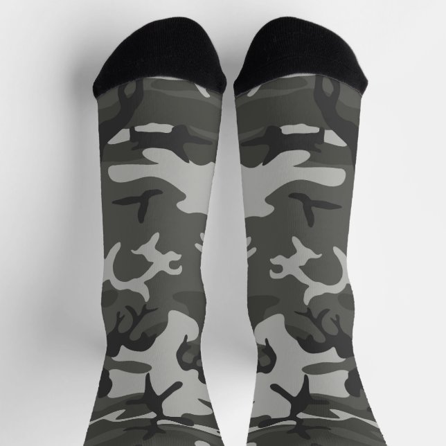 Calcetines Patrón de camuflaje gris, patrón militar, ejército (Arriba)