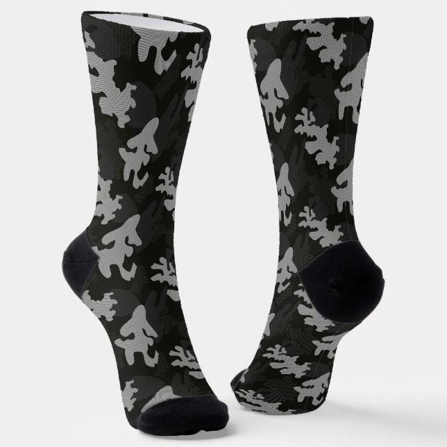 Calcetines Patrón de camuflaje negro (Angular)