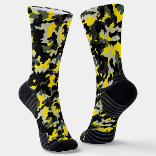 Calcetines Patrón de camuflaje negro y amarillo
