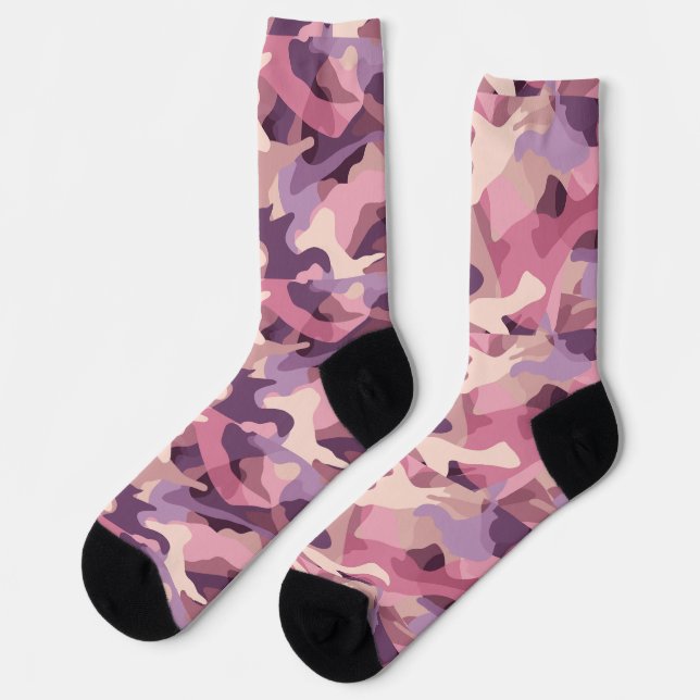 Calcetines Patrón de camuflaje rosa y morado (Izquierda)