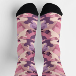 Calcetines Patrón de camuflaje rosa y morado