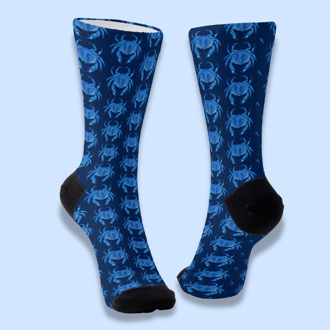 Calcetines Patrón de cangrejo azul (Blue crab socks)