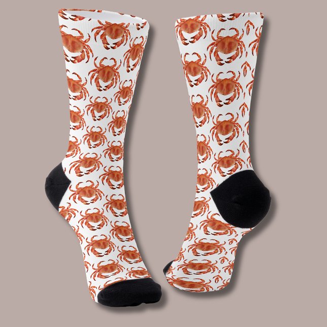 Calcetines Patrón de cangrejo costero (Brown crab coastal crustacean socks)