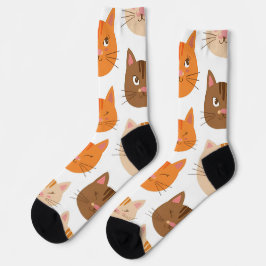 Calcetines Patrón de caras de gato recortado