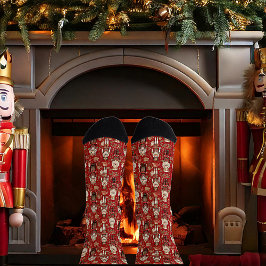 Calcetines Patrón de cascanueces rojos Navidad