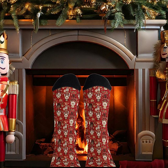 Calcetines Patrón de cascanueces rojos Navidad (Subido por el creador)