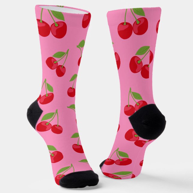 Calcetines Patrón de cereza suave en rosa (Angular)