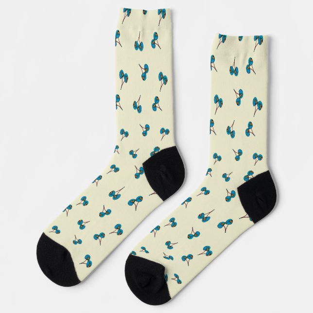 Calcetines Patrón de cerezas azules (Izquierda)