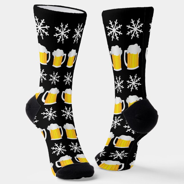 Calcetines Patrón De Cerveza Y Copos De Nieve De Los navidade (Angular)