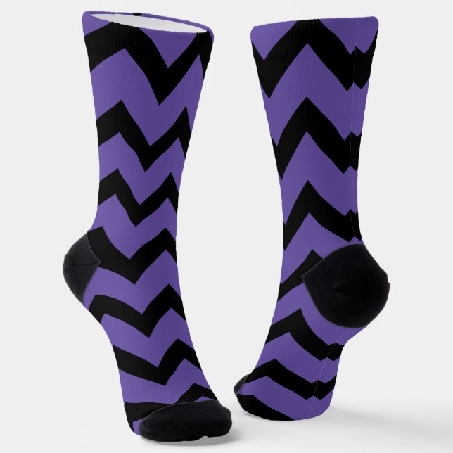 Calcetines Patrón de cheurón negro ultravioleta (Angular)