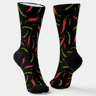 Calcetines Patrón de chiles de pimientos de chile rojos y ver