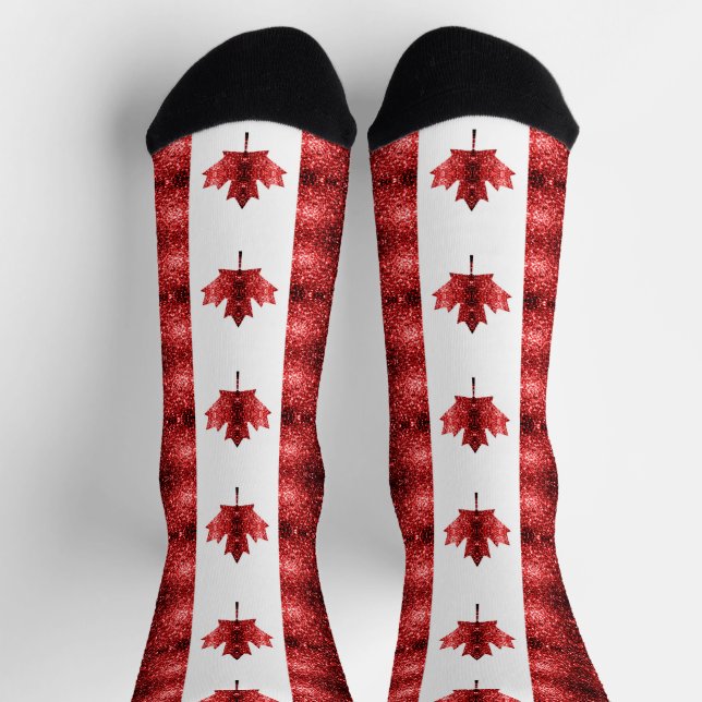 Calcetines Patrón de chispas rojas de la bandera de Canadá (Arriba)