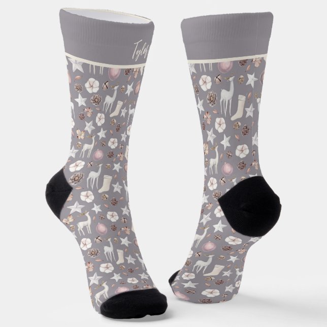 Calcetines Patrón de ciervos escandinavos Navidades personali (Angular)