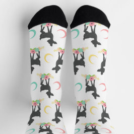 Calcetines Patrón de ciervos, venado bebé, boho, flores, luna