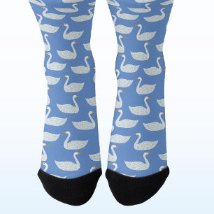 Calcetines Patrón de cisne azul