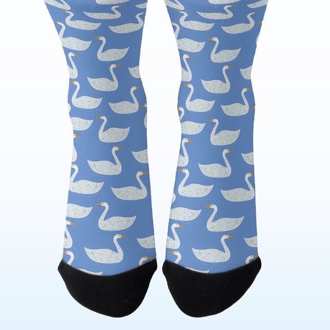 Calcetines Patrón de cisne azul (Swan pattern socks for farmers and bird lovers)