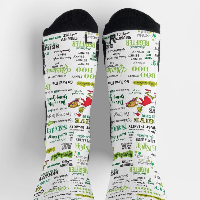 Calcetines patrón de cita de Grinch (Arriba)