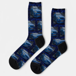 Calcetines patrón de coche azul