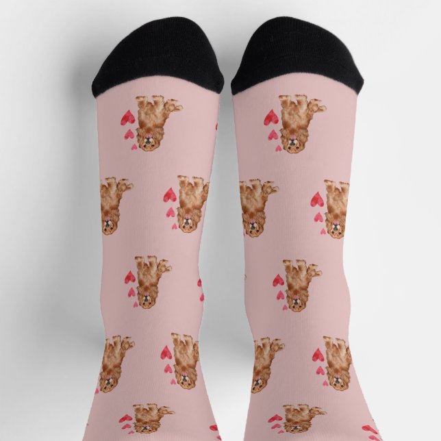 Calcetines Patrón de Cocker Spaniel en rosa (Arriba)