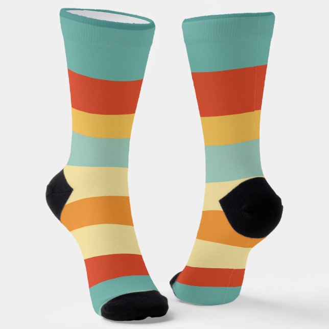 Calcetines Patrón de color retro rayado (Angular)