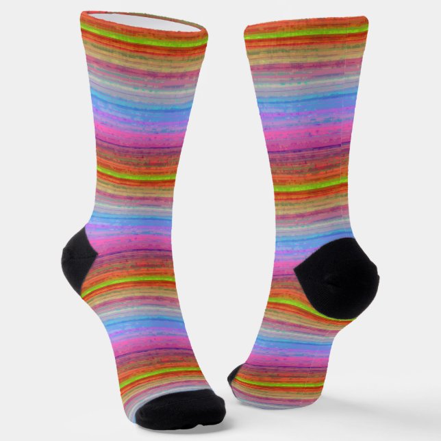Calcetines Patrón de colores de neón retro (Angular)