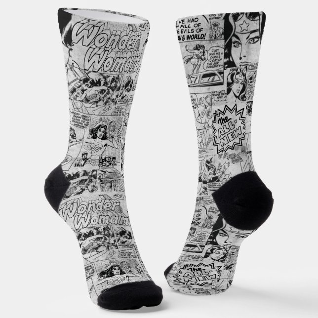 Calcetines Patrón de cómic vintage de Mujer Maravilla (Angular)