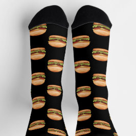 Calcetines Patrón de comida rápida de hamburguesa sobre un fo