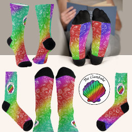 Calcetines Patrón de concha de arcoiris de copo de arcoiris