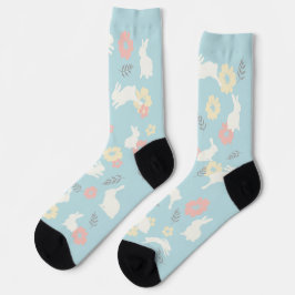 Calcetines Patrón de conejos y flores lindas