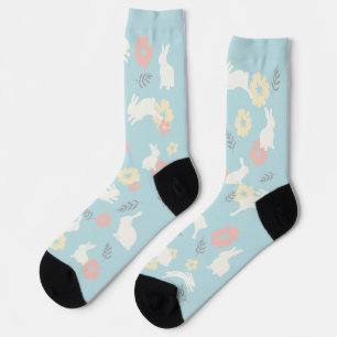 Calcetines Patrón de conejos y flores lindas