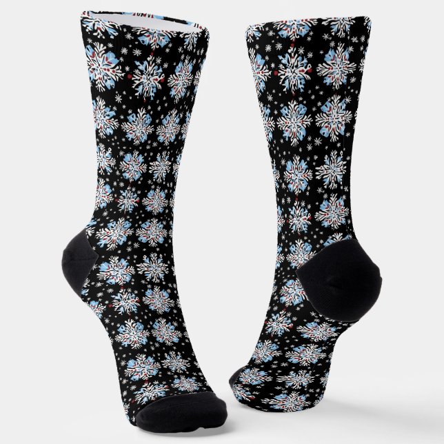Calcetines Patrón de copo de nieve azul (Angular)