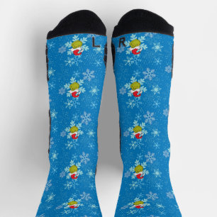 Calcetines Patrón de copo de nieve azul Grinch