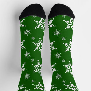 Calcetines Patrón de copo de nieve, copos de nieve blancos, n