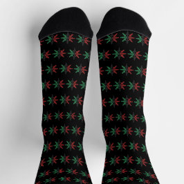 Calcetines Patrón de copo de nieve verde negro rojo Kwanzaa