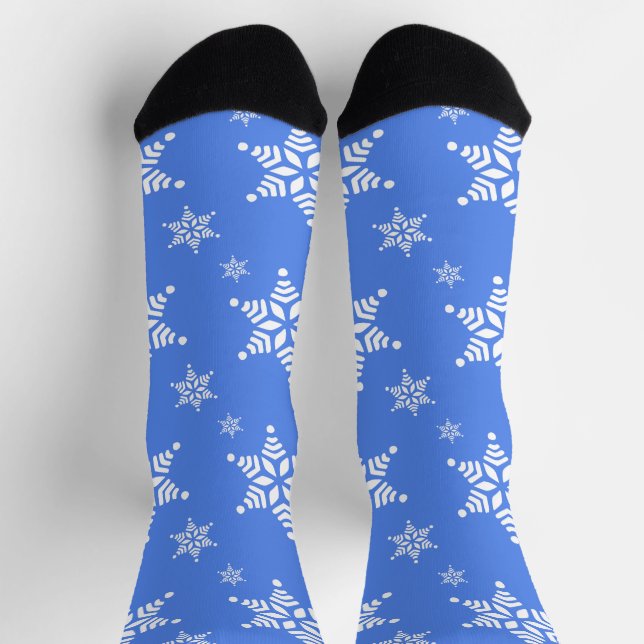 Calcetines Patrón de copos de nieve, copos de nieve blancos,  (Arriba)
