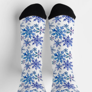 Calcetines Patrón de copos de nieve en acuarela