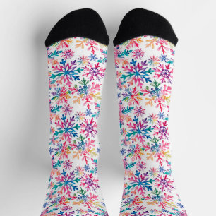 Calcetines Patrón de copos de nieve en acuarela