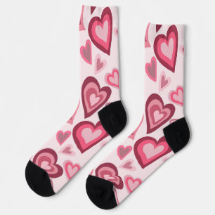 Calcetines Patrón de corazón en capas rosa y rojo